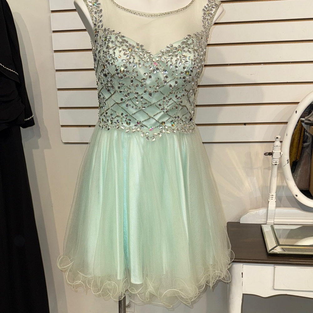 Clarisse Mint Green Beaded Tulle Dress